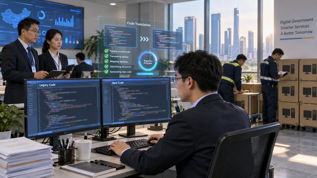 数据局 / 电子政务办 · 存量系统信创改造与接口重写的 AI 编程助手 示意