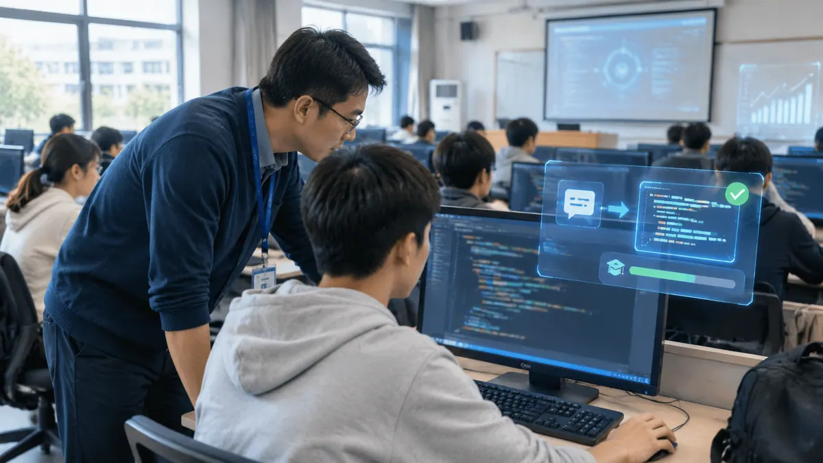 计算机 / 工科学院 · 编程教学 AI 助教（代码纠错 / 解读 / 启发式答疑 / 学情看板） 示意