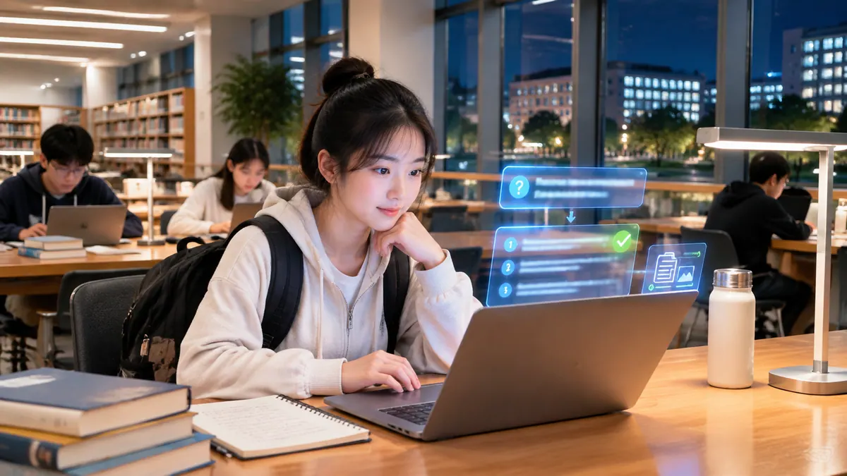 学院 / 学生 · AI 学伴与课程智能助教（7×24 答疑 / 个性化练习 / 学习画像） 示意