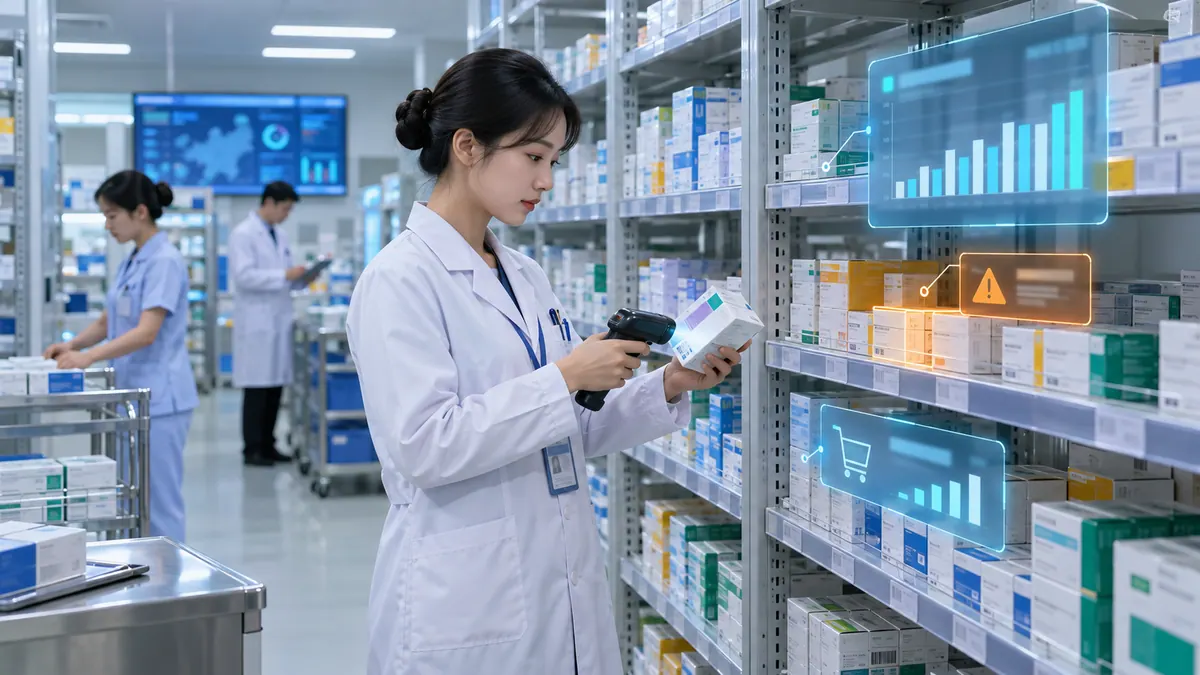 药学部 / 设备科 · 药品耗材用量预测、智能采购与 SPD 库存优化 示意