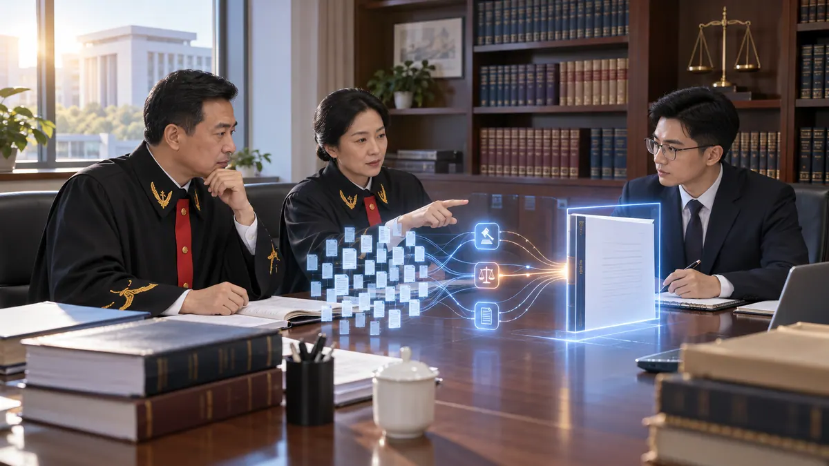 研究室 / 审管办 · 类案裁判规则提炼、审判白皮书与司法建议自动起草 示意