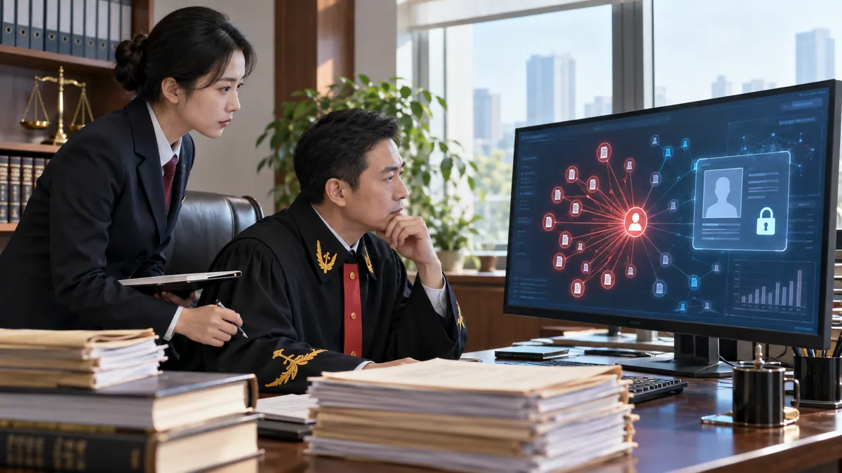立案庭 / 民事审判庭 · 虚假诉讼与职业放贷人识别模型（关联案件图谱 / 当事人画像） 示意