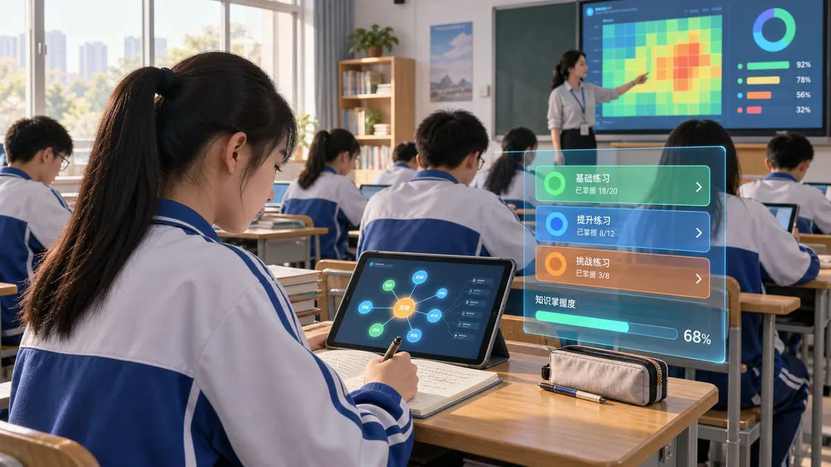 学情诊断与个性化分层作业推荐（知识图谱） 示意