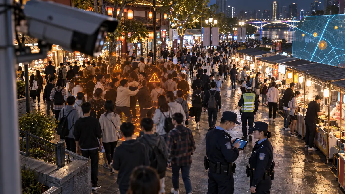治安支队 / 派出所 · 重点区域视频巡逻与异常行为识别(人群聚集 / 斗殴 / 倒地 / 徘徊) 示意