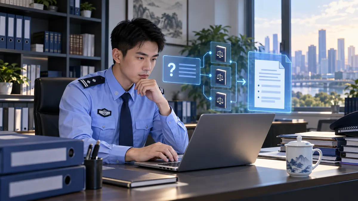 政治部 / 各警种 · 警务知识库问答与公文材料助手(法律法规 / 办案指引 / 请示汇报) 示意