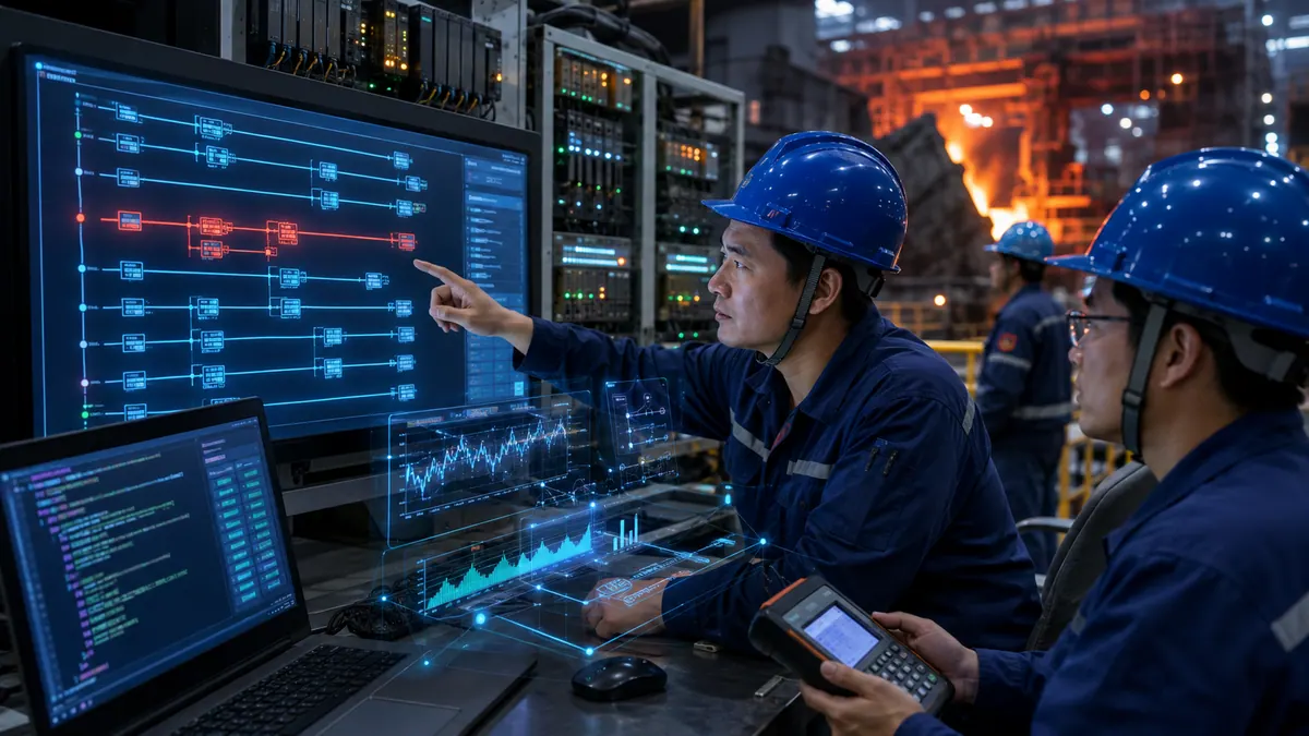 AI 工业 PLC 代码生成与梯形图诊断系统 示意