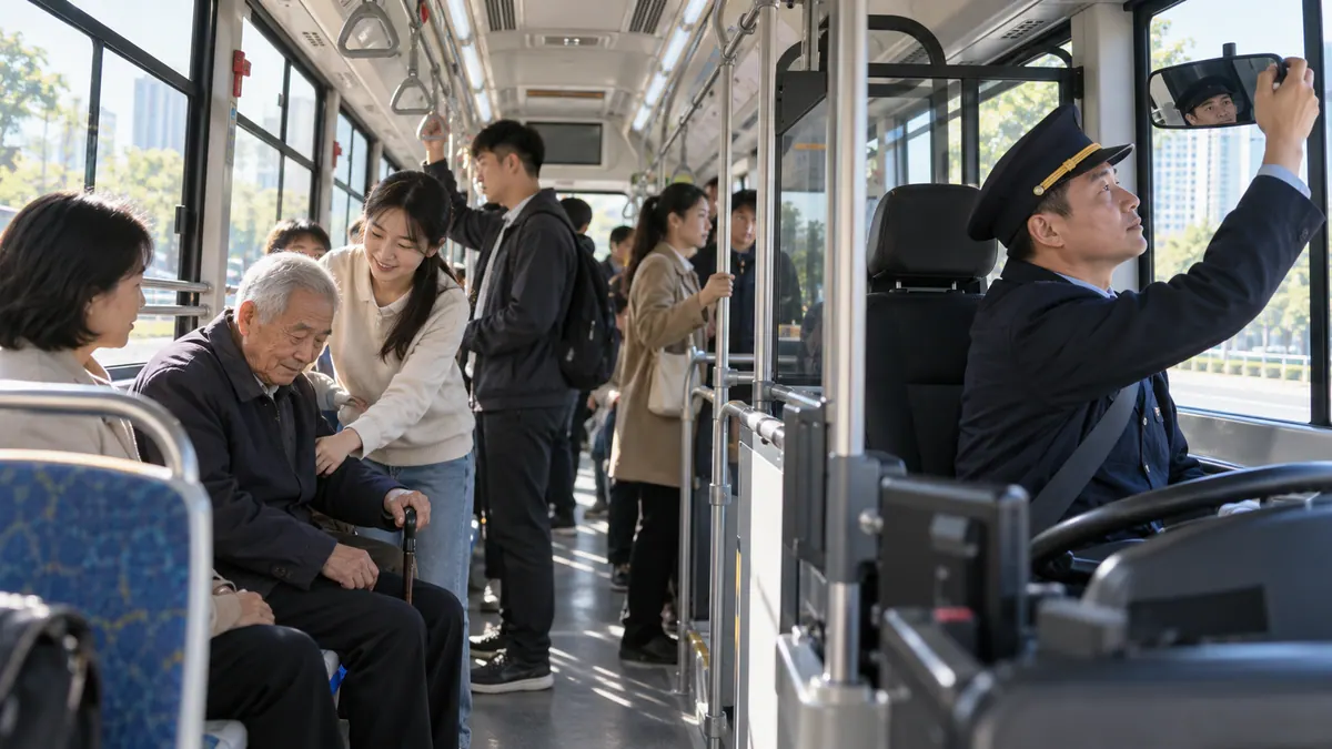 公交车队 / 安全部 · 驾驶员行为与车内安全监测(疲劳分神 / 玩手机 / 跌倒 / 客流统计) 现场