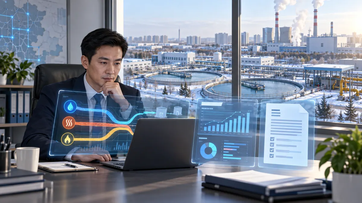 经营 / 办公室 · 运营报表、水热气平衡分析报告与公文材料助手 示意